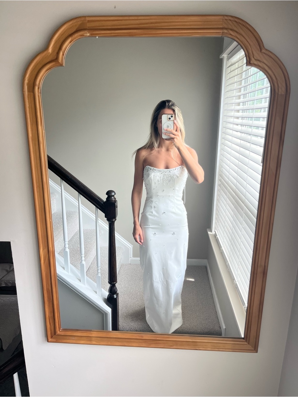 Anthropologie Weddings White Beaded Evening Gown